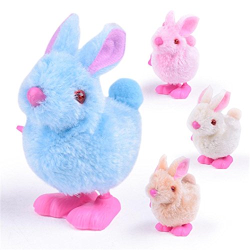 Leewa Gift ! Pluh Bunny Toys Infant Child Stuffed Toys Hopping Wind Up Collect Easter Gift (9x6x7CM, Rabbit Toy-Random Color)