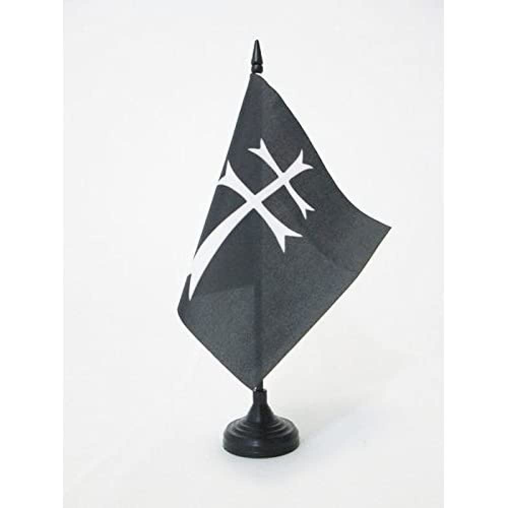 AZ FLAG Order of the Holy Ghost Table Flag 5'' x 5'' - Hospitals of the Holy Ghos Office Decoration 100% Polyester 15 x 15 cm - Mini Desk Flag with Pole and Black Plastic Base