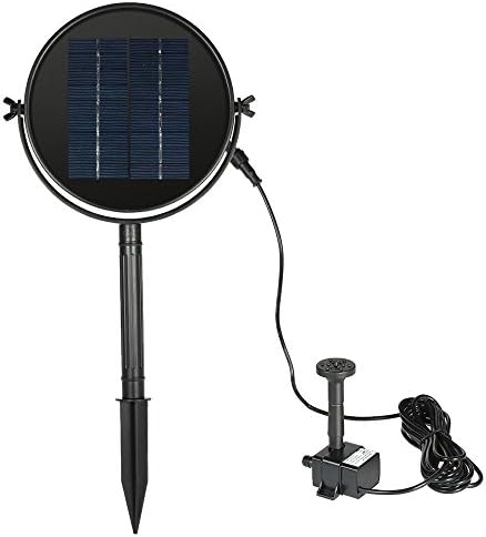 Solar Powered Fountain Pump,HiJi 2W Waterproof Solar Panel and Submersible Pump Kit with 4 Spay Heads for Bird Bath, Small Pond and Water Circulation,10ft Cord Included