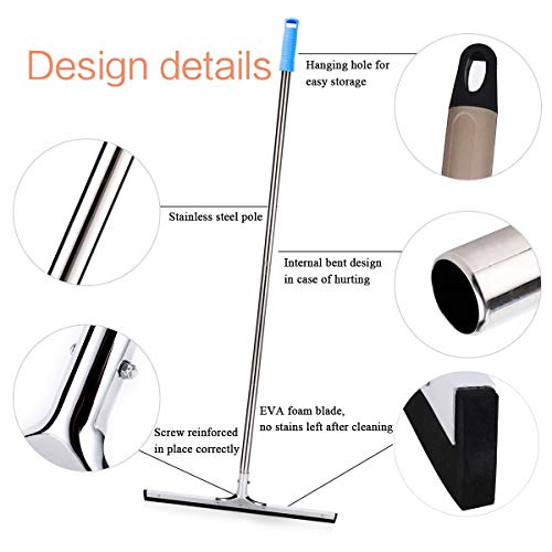 YCUTE Commercial Heavy Duty Floor Squeegee with 22" Rubber Blade- 52.9" Stainless Steel Long Handle Best for Moving Fluid Flat Concrete Tile Glass Marble and Wood Surfaces - Thumbnail 5