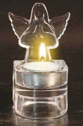 Decocentrum Cross Votive Light Holder 4" High or Holy Water Angel Ornament Worship Religious Gift in Box