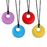 UPINS Sensory Chew Necklace for Kids,Silicone Teether Chewlery Necklace Chewing Tool, Chewy Oral Chewing Toys ,for Biting and Teething, Pack of 4