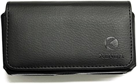 Black Leather Phone Case Compatible with LG Saber / LG200, Optimus Hub, GW300, Exalt LTE, 501C, 500G, 200 - Nokia Lumia 800 620, E72 E6 E5, Asha 210 - Pantech Link P7040p - PCD Razzle TXT8030