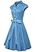 Anni Coco Women's 1950s Cap Sleeve Swing Vintage Party Dresses Sky Blue Large