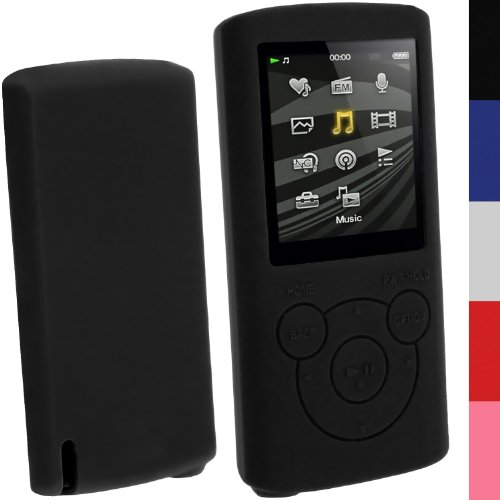 iGadgitz Black Silicone Skin Case Cover for Sony Walkman NWZ-E384 4GB 8GB + Screen Protector - Thumbnail 4