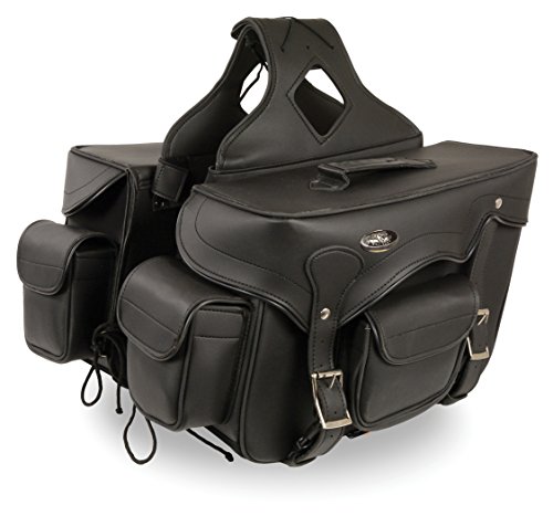 Milwaukee Performance SH666ZB Black Zip-Off Double Front Pocket PVC Throw Over Saddle Bag with Reflective Piping