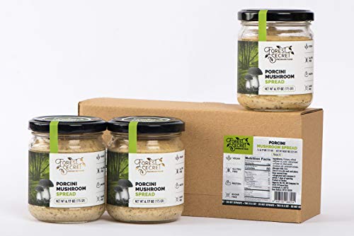 Forest Secret Vegan Spreads and Dips, Porcini Mushrooms, Gluten and Sugar Free, Net 6.17 oz (Pack of 3)
