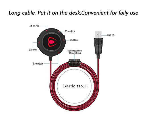 USB-External-Sound-CardBeexcellent-Multifunctional-Usb-Hubs-Noise-Cancelling-Headset-Adapter-with-35mm-Audio-71-Surround-Stereo-Adapter-and-Microphone-Jack-for-Headset-Microphone-Mac-IOS-PCRed