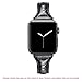 Secbolt Leather Compatible Apple Watch Band 42mm 44mm Iwatch Series 6 5 4 3 2 1 SE Slim Replacement Retro Wristband Strap Iwatch Stainless Steel Buckle, Black with Rhinestone