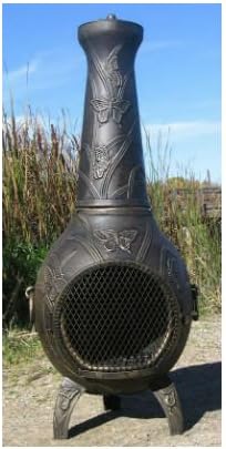 Blue Rooster Sun Ray Style Wood Burning Outdoor Metal Chiminea Fireplace Gold Accent Color