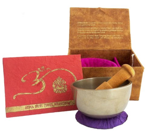 Tibetan Singing Bowl in Handmade Paper Ganesh Gift Box with Gift Card
