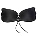 Women Strapless Bra Self Adhesive Wing Shape Silicone Invisible Push-up Bra Black Cup B