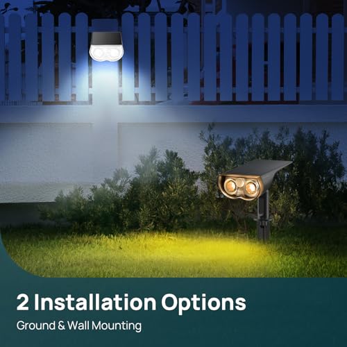 Linkind 1000LM Outdoor Solar Motion Sensor Light IP67 Waterproof Cool White for Garden, Path, Short, Pack of 2