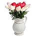 MyGift Decorative Vintage Pitcher Vase - White Ceramic Antique Style French Country Water Jug Flower Vase and Bouquet Holder