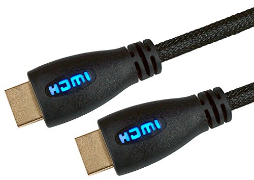 World of Data 5m HDMI v1.4 Cable - BLUE LED Hood - Braided Nylon Cabling - Gold Plated - HDMI Ethernet Channel - Audio Return Channel (AR...