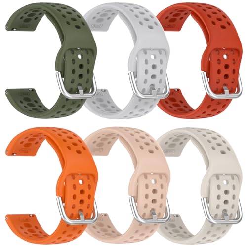 CHULN 6 Pezzis Cinturino per Amazfit Active 2/Active/Active 3 Premium/Garmin Vivoactive 5/Amazfit GTS/GTS 2/2 Mini, 20mm Regolabile Sportiva Cinturino in Silicone Morbido di Ricambio per Smartwatch.