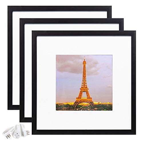 upsimples 12x12 Picture Frame Set of 3,Display Pictures 8x8 with Mat or 12x12 Without Mat,Multi