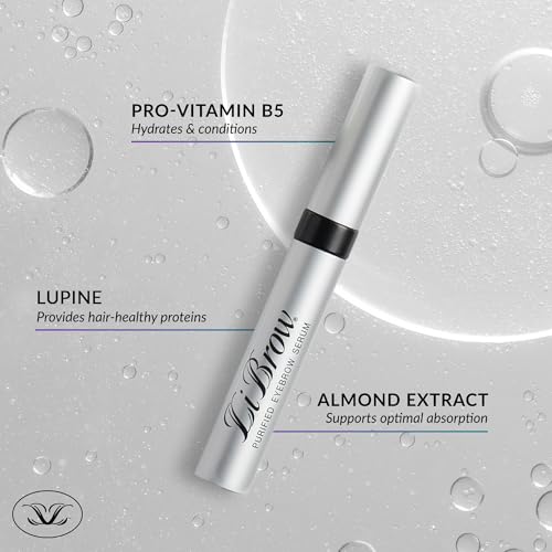 Suero para cejas LiBrow, para cejas más oscuras, pobladas y densas - apto para pieles sensibles y cejas finas y demasiado depiladas, vegano y libre de crueldad animal (3 ml, suministro para 90 días)