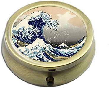 Pill Case - Cheliz Compact 3 Compartment Medicine Case, Pill Box for Pocket or Purse(Huge Wave)