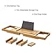 SONGMICS Bamboo Bath Tray, Luxury Extendable Tub Caddy Table with Tablet Phone Slots, Cup Holder, Bathroom Organizer, Extra Soap Holder, Natural UBCB88Y