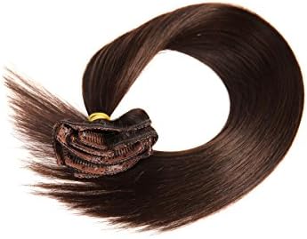 Nifty Girl 20" 8pcs Full Head Clip in on Remy Human Hair Extensions Silky Straight Hairpieces 85g (#02-Dark Brown)