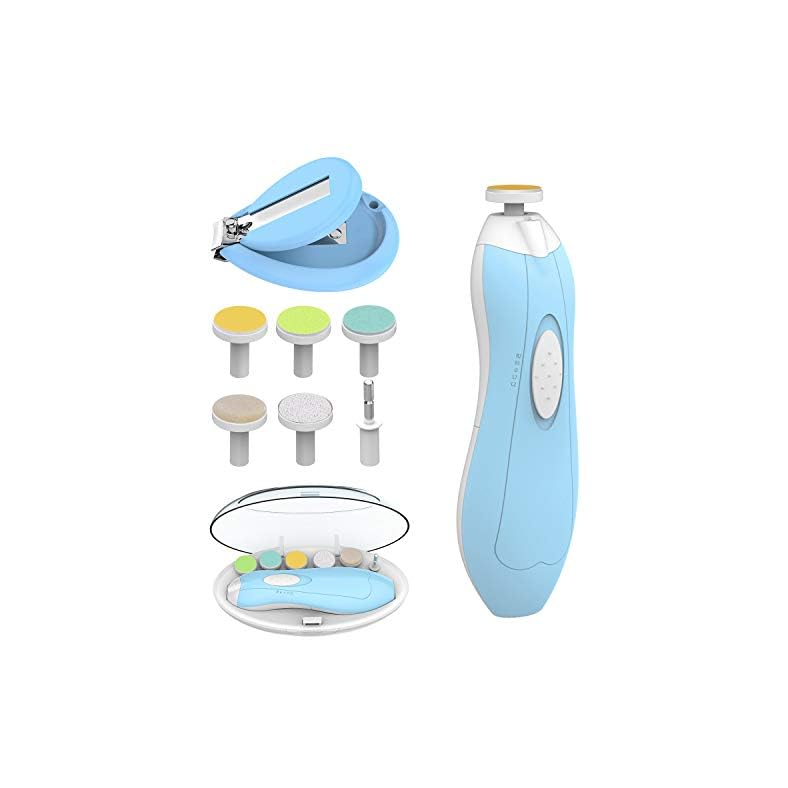Baby Nail Filer and Baby Nail Clippers with Light Set, Lupantte Electric Infant Nail Trimmer Kit, Safe Baby Grooming Kit…