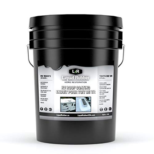 Liquid Rubber RV Roof Coating/Sealant 5 Gallon Kit - Includes RV Coating, 4" x 50' Seam Tape, EPDM Primer, Cleaner, Brushes, Rollers, and Gloves | Brilliant White