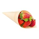 7-IN Pinewood Serving and Tasting Cone: Perfect for Appetizers and Finger Foods at Home Parties or Catering Events – Food-Safe Wood Food Cone – Eco-Friendly and Disposable – 200-CT – Restaurantware