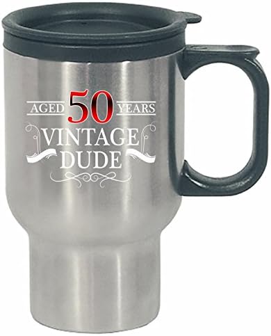 50th Birthday Gift Aged 50 Years Vintage Dude Ttd1 - Travel Mug