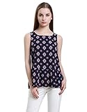 Vero Viva Women's Printed Sleeveless Loose Fit Blouse Tank Top Summer
