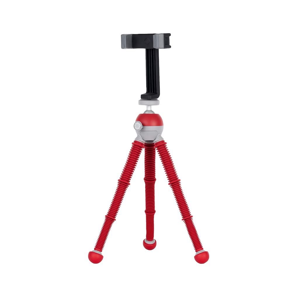 JOBY PodZilla Medium Kit, Flexible Tripod with GripTight 360 Phone Mount, Phone Tripod from the Creators of GorillaPod, Compatible with iPhone, Smartphones and Action Cameras, up to 1Kg, Red