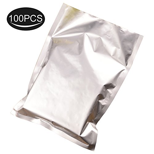 Silver Aluminum Foil Mylar Bag Vacuum Bags Sealer Double-sided Safety - Coffee/Nuts/Cosmetic Sample Giveaway - Long Term Storage Wrapping 100 Pcs (69cm(2.4in3.5in))