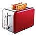 Bonsenkitchen 2 Slice Red Toaster, Extra Wide Slot 5.5''*1.4'' for Bagel, 7 Browning Settings, Defrost/Bagel/Cancel Functions, Stainless Steel Bread Toaster