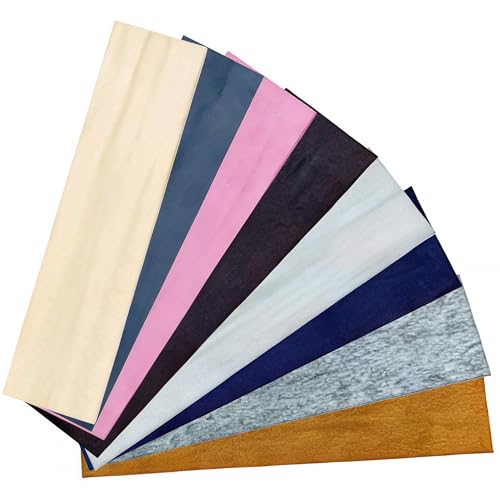 LEBKFT 8Pcs Headbands for Women's Hair, Fashion HairBands for Women Men Soft Elastic Sweat Absorbing Ladies Hair Band Set Multicoloured Sports Headband for Running Yoga Gym and Ski (Type C)