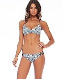 Blooming Jelly Women's Racerback Print String Bikini Swimsuit Bathing Suit