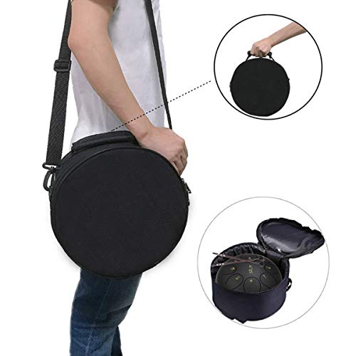 ZHRUNS Steel Tongue Drum, Percussion Instrument Tank Drum or Hand Drum with Carring Bag and Mallets, Music Book, Finger Picks (8 Note, black) - Thumbnail 5