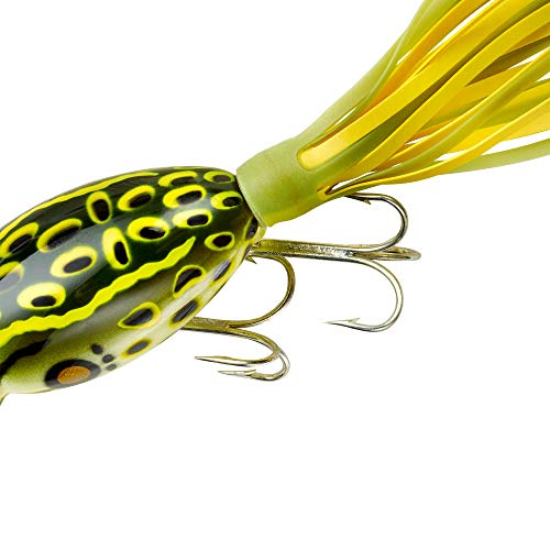 Arbogast Hula Popper Fishing Lure-2 in-Bull Frog - Chartreuse/White Skirt