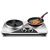 CUSIMAX Electric Double Hot Plate for Cooking Portable Electric Hob, Cooktop Table Top Hob with 2 Cast Iron Portable Hob…