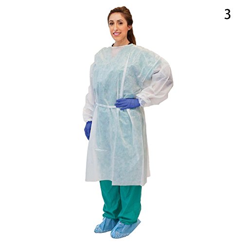 Zeroyoyo Disposable Laboratory Isolation Cover Medical Surgical Isolation Gown with Elastic Wrists Yellow,blue,white