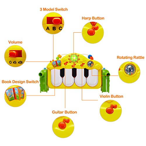 Baby Gym Kick and Play Piano - Lay to Sit-Up Play Mat Newborn Large Activity Gym Tummy Time Infant Music & Light Activity Center Mat Play & Learn Toddler 0-18 Month