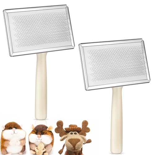 Tessco 2 Pcs Wool Carders, Hand Carders for Wool Needle Felting Brush Needle Felting Carding Brushes Tools for Craft Felt Project(Large,Gray)