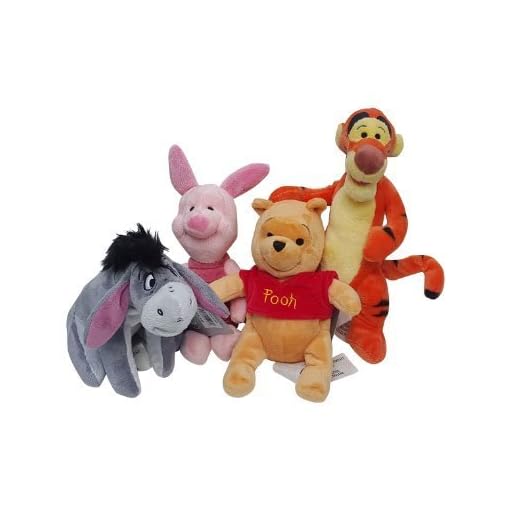 Disney Winnie The Pooh 4 Pack Mini Plush- Winnie, Tigger, Eeyore, and Piglet Bean Bag Set