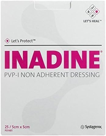 Inadine Non Adherant Dressings | Water Resistant | Infection Preventing | 5x5cm by Inadine