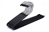 J.S. Hanger Slack Pant Hangers Extra-Long Open Ended Hangers, Chrome and Black Friction, 10-Pack