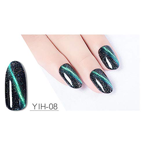 AutumnFall 3D Starry Galaxy Cat Eye Nail Polish Manicure Gradation Cat Eye Gel Magnet Cannot Tear Nail Polish Lasting (H)