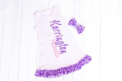 Girl's Lilac Personalized Ruffle Dress by Thready Teddy Embroidery - Purple Butterflies Monogram - Custom Swimming Cover - Embroidered Beach Wear - Cute Name Summer Spring Outfit