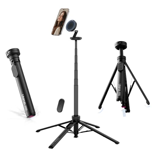 ULANZI Magnetic Phone Tripod, MT85 Auto Open Tripod with Enhanced 4-Leg, 60'' Selfie Stick Extendable Phone Stand, for Content Creation/Vlog, Compatible with iPhone 17/16/15/14/13/12 (Black)