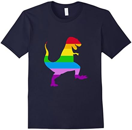 Men's Colorful Rainbow T Rex T Shirt XL Navy
