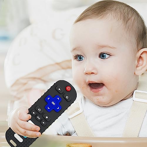 Baby Teether Toy, TV Remote Control Shape Teething Baby Toys for Infants, Baby Chew Remote Teether Toys for Babies 3-18 Months,BPA Free (Pink)
