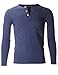 FLATSEVEN Men's Slim Fit Casual Long Sleeve Henley T Shirt (THL100) Blue, L
